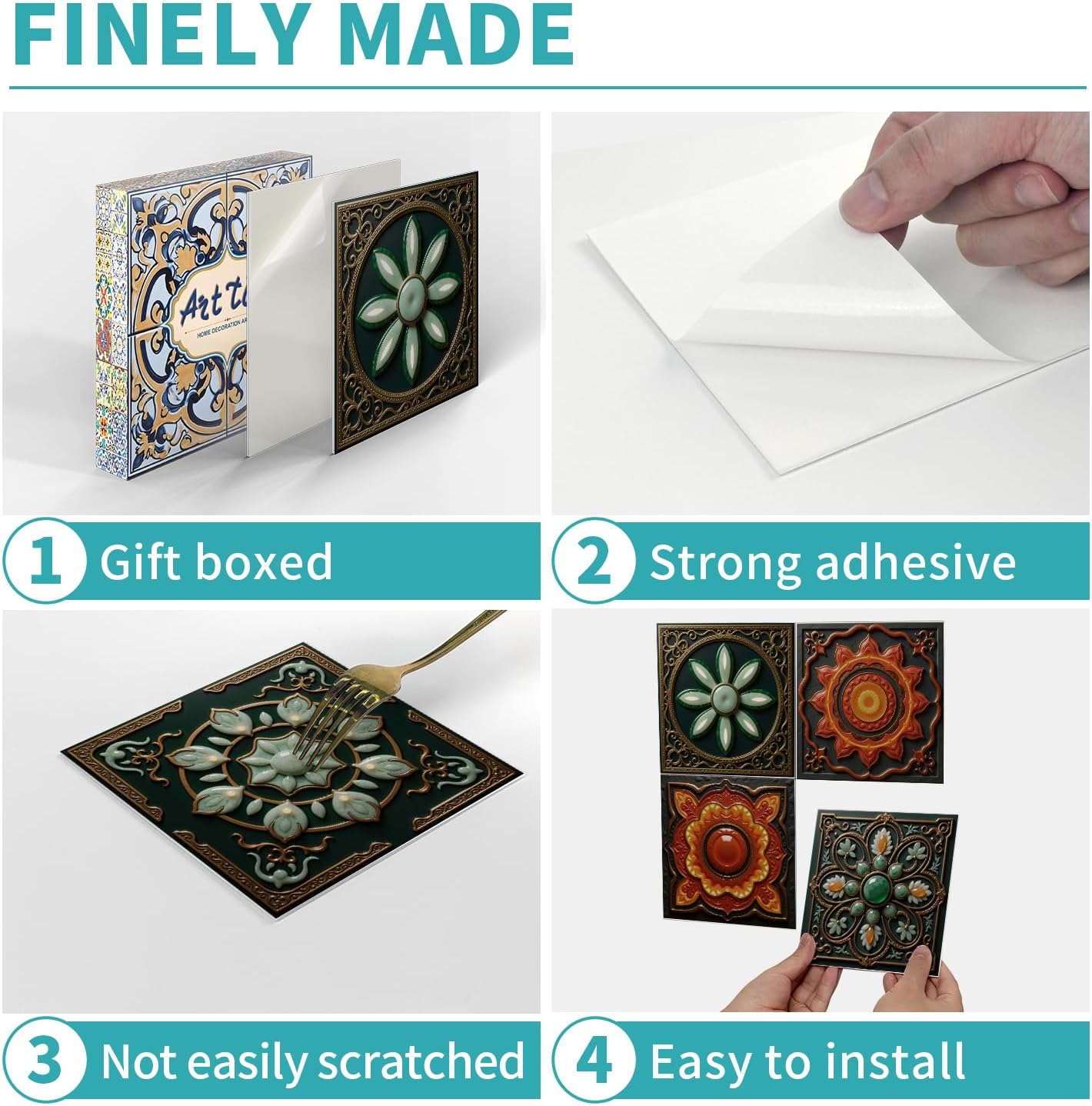 Peel and Stick Backsplash Tile Sticker for Kitchen and Bathroom Walls - 24 Removable 5.9"x5.9" Tiles, Waterproof