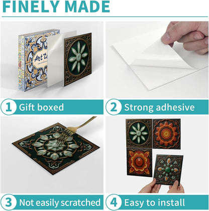 Peel and Stick Backsplash Tile Sticker for Kitchen and Bathroom Walls - 24 Removable 5.9"x5.9" Tiles, Waterproof