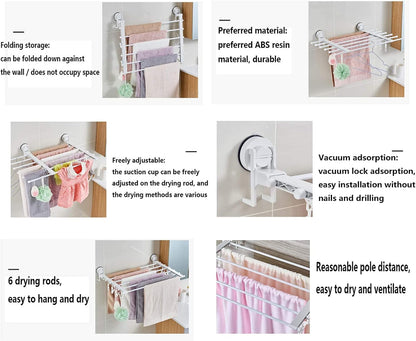 Laundry Rack, Wall Mounted Clotheshorse, Household Toilet Hanging Towel Rack Foldable Bathroom Free Punching Clothes Multi-Clip Drying Socks Underwear Storage Rack
