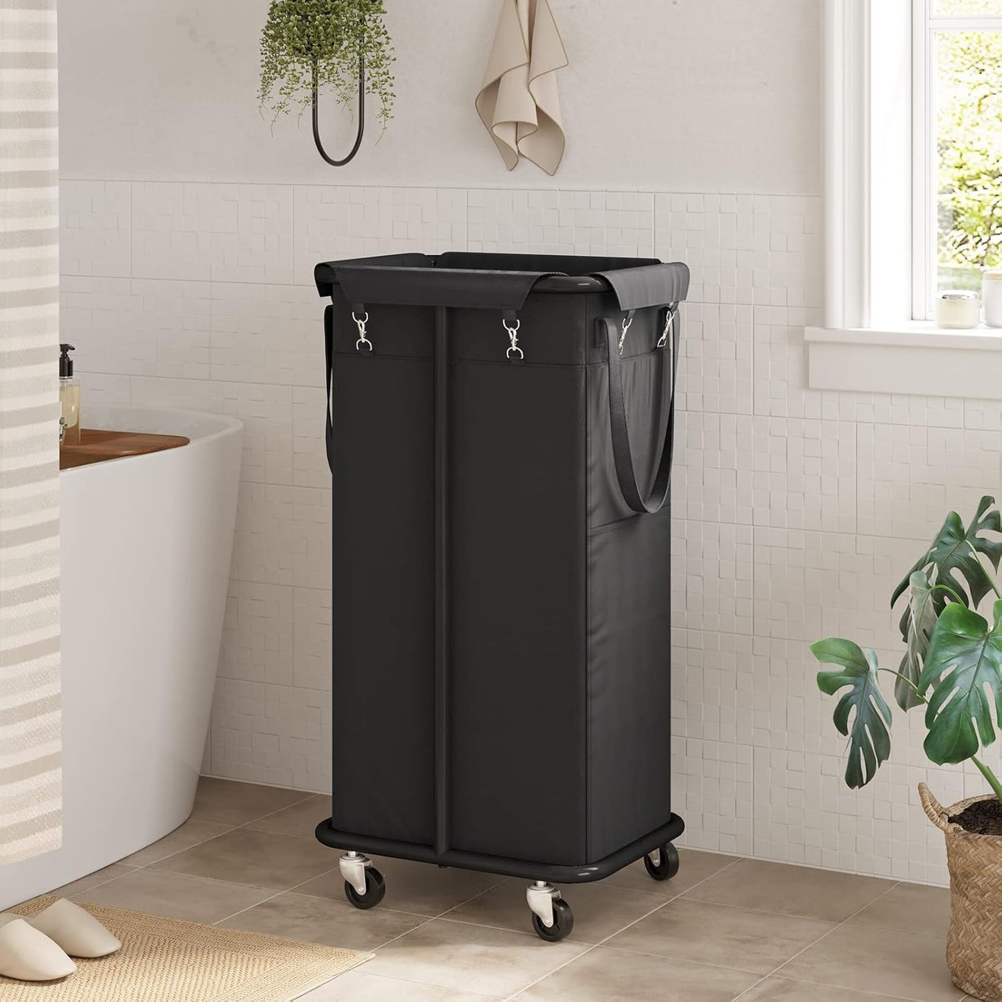WOWLIVE Laundry Hamper with Wheels 260L Rolling Laundry Basket 3 Section Organizer Laundry Cart with Steel Frame and Removable Bags Large Dirty Clothes Hamper Dorm Room Storage for Bedroom