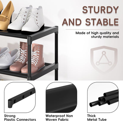 LUKYTOWER Extra Long Shoe Rack 2 Tier Shoe Storage Organizer Wide Stackable Shoe Organizer Racks for Closet Entryway,Shoe Shelf Stand Sturdy Durable Shoes Rack Holder Save Space