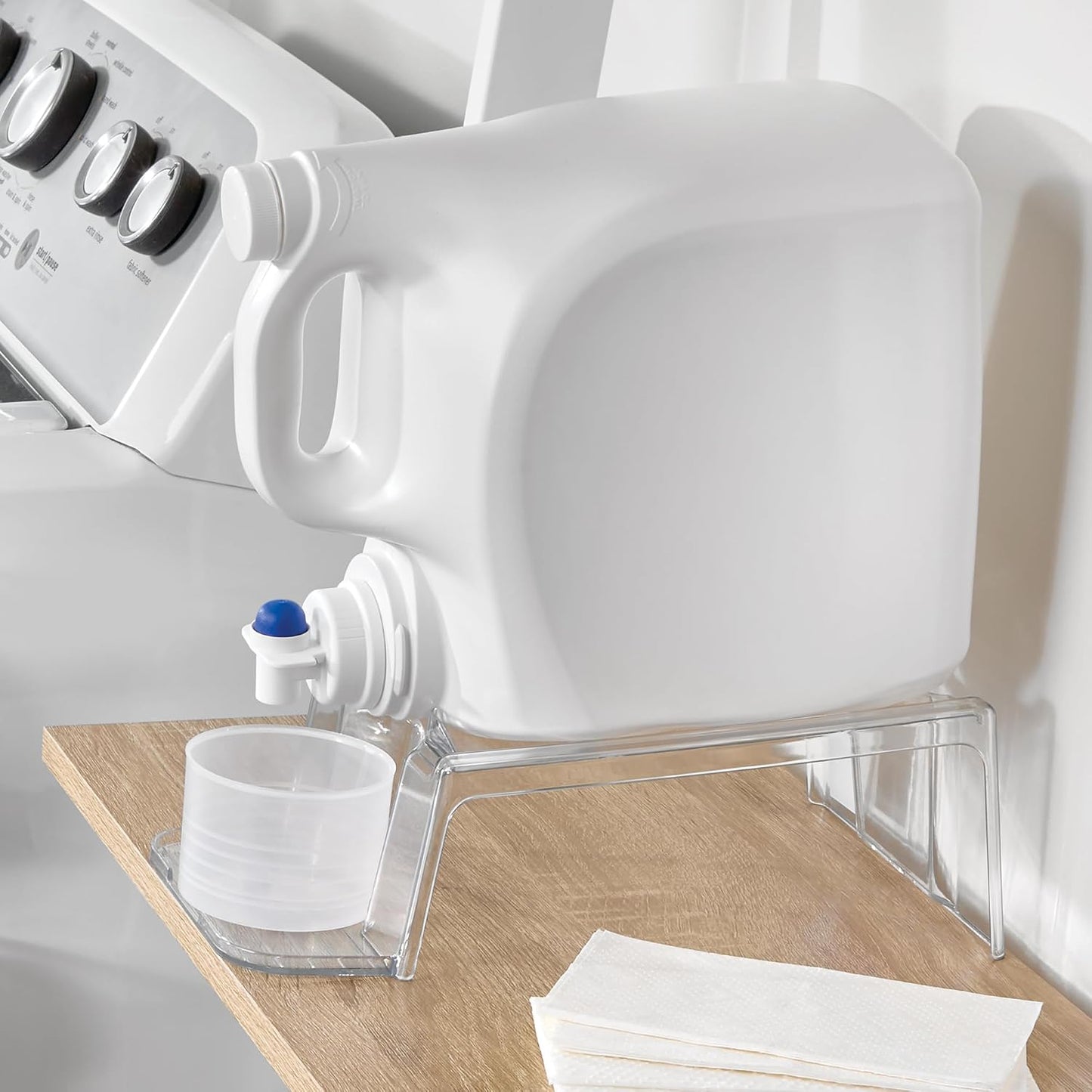 iDesign Laundry Detergent Holder Stand, White | Liquid Detergent Organizer, For Laundry Room
