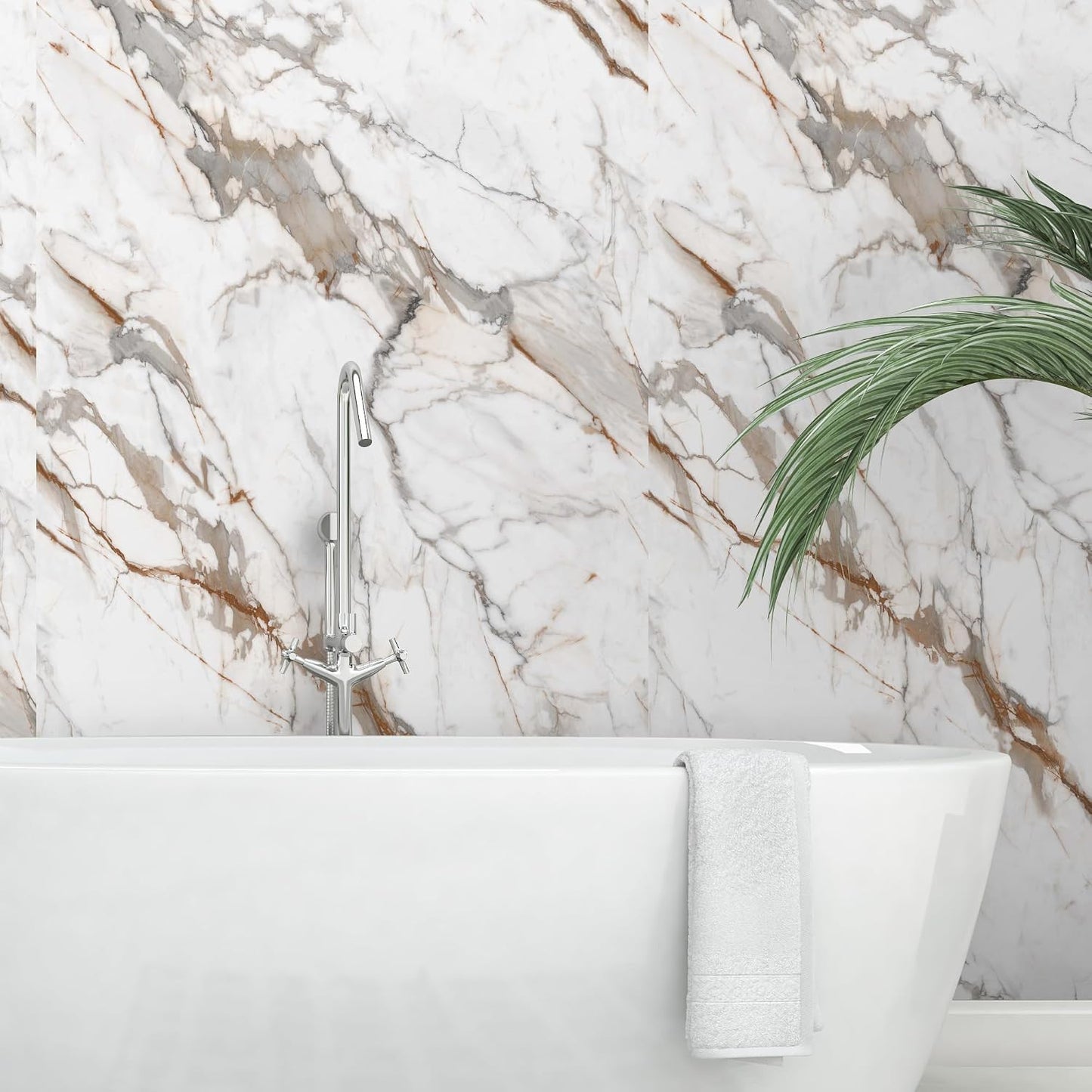 Marble Peel and Stick Waterproof Wall Paneling, 118" x 47" Carrara White Matte Finish Self-Adhesive Backsplash Tile Vinyl Wall Panel for Kitchen Bathroom Wall Decor, Covers 38.75 Sq. Ft.