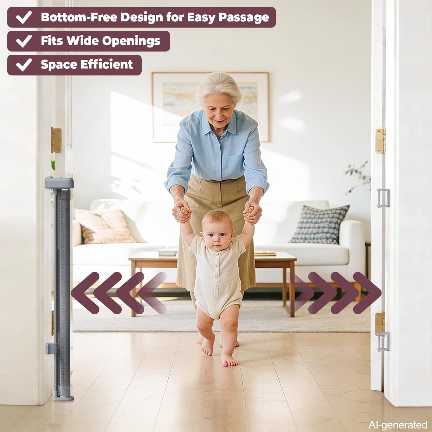 Retractable Baby Gates for Doorways, 58" Extra Wide Mesh Child Dog Gate for Stairs, 34" Tall Toddler Pet Gate Indoor and Outdoor, Easy Install, Essential for Home Safety, Black