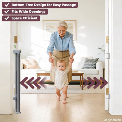 Retractable Baby Gates for Doorways, 58" Extra Wide Mesh Child Dog Gate for Stairs, 34" Tall Toddler Pet Gate Indoor and Outdoor, Easy Install, Essential for Home Safety, Black