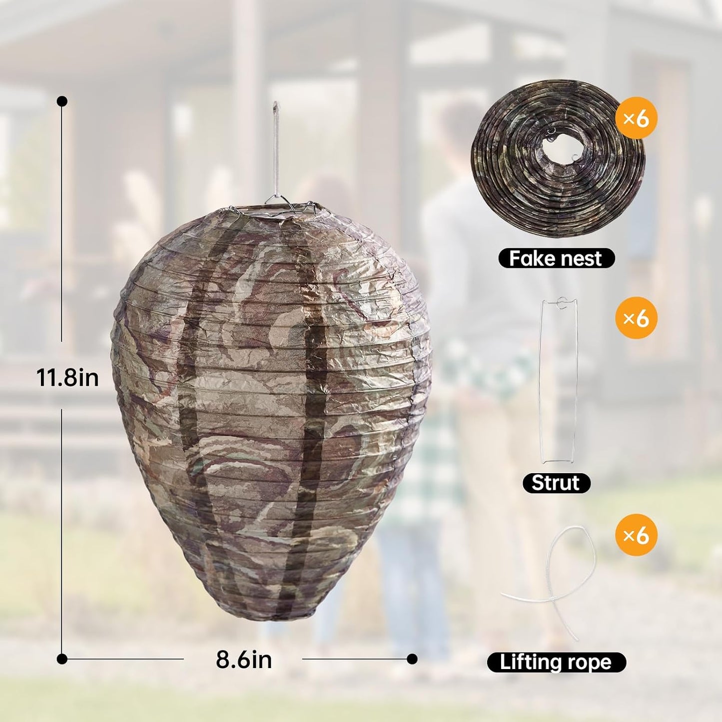 4 Pack Hanging Paper Fake Wasp Nests for Home(Brown)