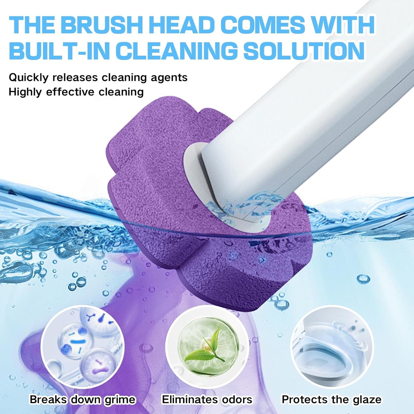 30 Disposable Toilet Brush Refills, Lavender Scented Toilet Wand Refill Pads, Replacement Toilet Cleaner Refill Heads for Toilet Bowl Deep Scrubbing