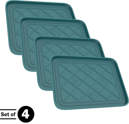 Stalwart All-Weather Boot Tray, Indoor Outdoor Doormat for All Seasons, 2 pk Small, Black