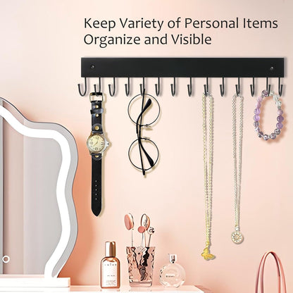 2Pack Key Holder Wall Mount with 28 Rotating 180° Key Hooks, 14.6" Rustproof Organizer Hanger for Apartment Decor, Wall Storage Rack for Entryway, Living Room, Hallway, Bathroom, Kitchen(White)