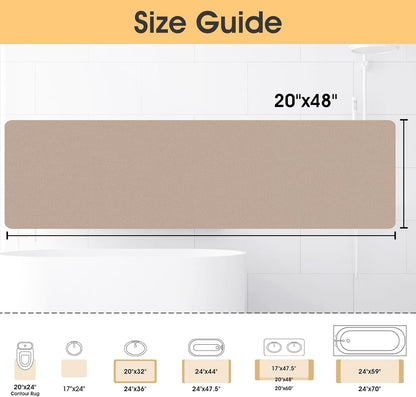 ACCUMTEK Non Slip Bath Mat, Thin Bathroom Rugs Fit Under Door, Quick Dry Bath Mats, Machine Washable Bath Rugs for Bathroom, Bathtub & Kitchen, Grey/Bordered/24 x17