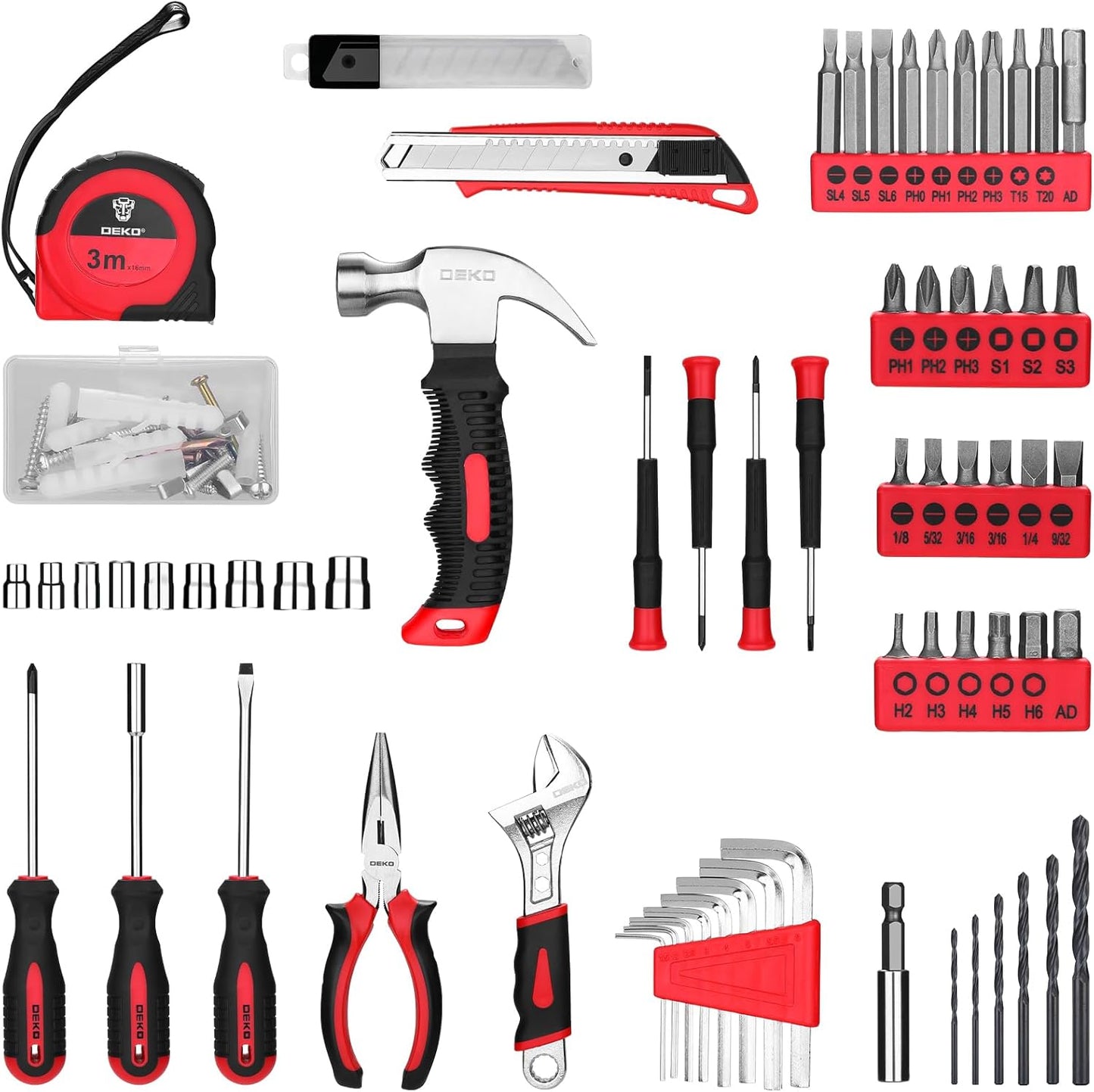 DEKOPRO Tool Set：Tool Kit with 8V Cordless Drill,Tool Box with Drill,Hand Drill Set for Men & Women,Home Tool Kits for House Repair,Handyman,DIY 126 Piece