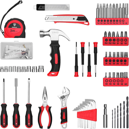 DEKOPRO Tool Set：Tool Kit with 8V Cordless Drill,Tool Box with Drill,Hand Drill Set for Men & Women,Home Tool Kits for House Repair,Handyman,DIY 126 Piece