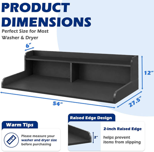 Royxen Laundry Countertop with Storage Universal Fit, Washer and Dryer Countertop with Shelf, Laundry Room Storage, 2-Tier Shelf (Walnut)