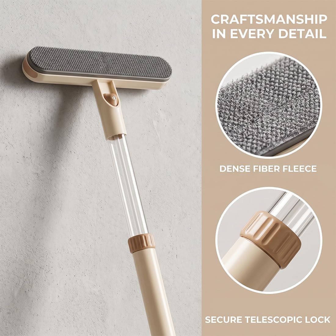 3-in-1 Double-Sided Window Screen Cleaning Brush, Multi-Purpose Window Screen Cleaner with Glass Scraper & Crevice Brush, Long Handle Screen Cleaner Tool for Home Office Car Screens (AB)