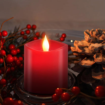 3x4 Flickering Flameless Candles Set of 3,Real Wax Pillar LED Candles,with Timer,4 inch Flameless Candles with Remote,for Party Wedding Holiday Home Decor,Ivory