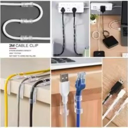 20 Pieces Strong Adhesive Cable Wire Management Clips - Self-Adhesive Cord Organizer Clamps for Wall, Under Desk, Car, Office & Home (Black)