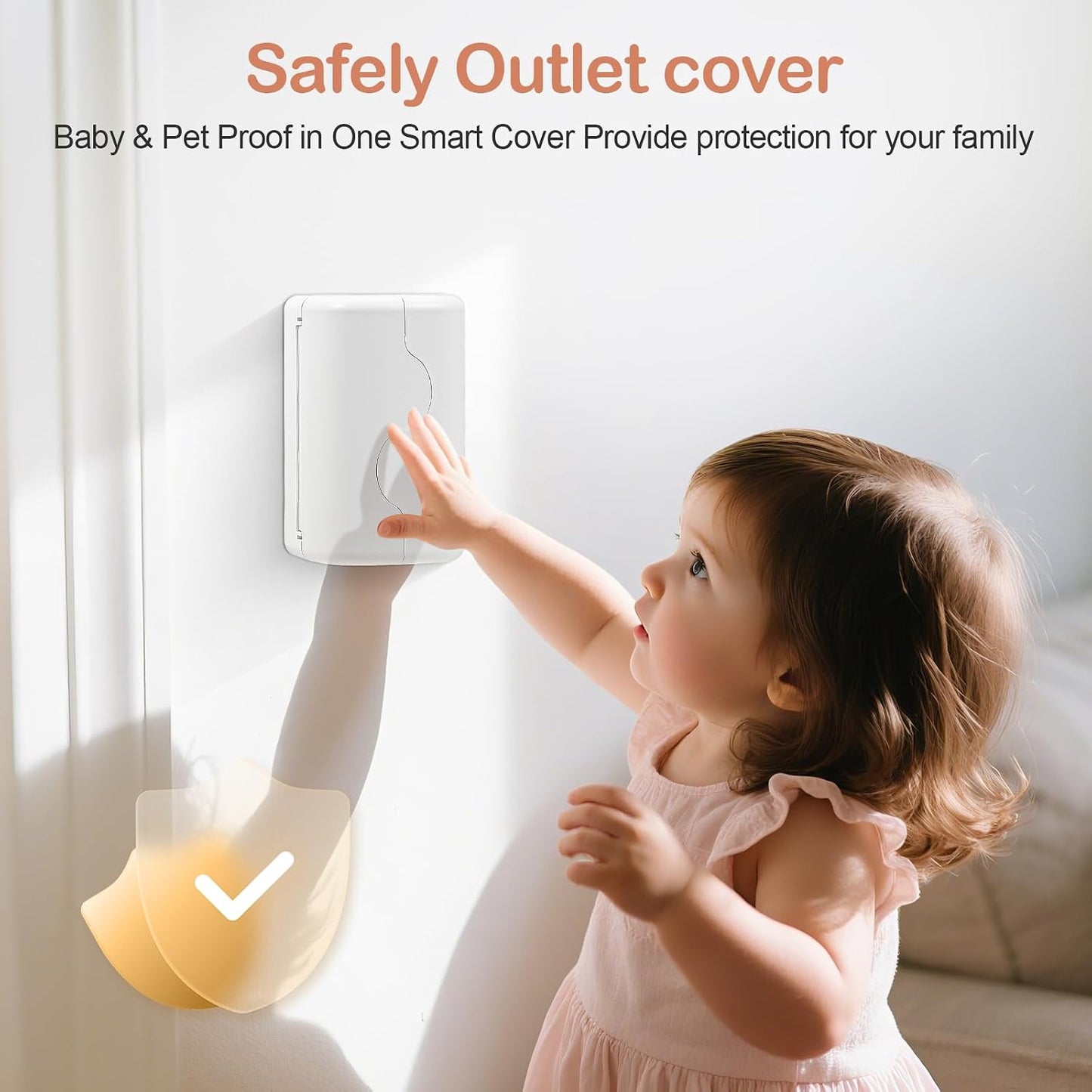 Child Proof Outlet Cover, Double Lock System, Duplex & Decorator Electrical Outlet Plates, Indoor Wall Outlet Covers Box, White, Large Interior Space