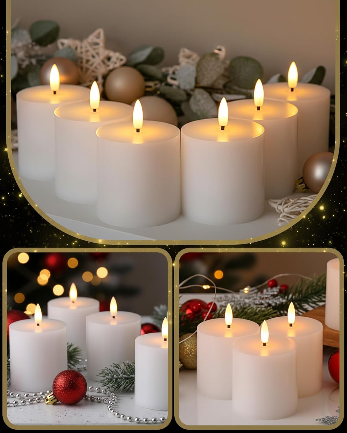 VIHOSE 9 Pack White Flameless Candles Set with Remote and Timer Flickering Flameless Battery Candles Flat Top LED Pillar for Wedding Outdoor Home Festival Decoration(D 3'' H 4'' 5'' 6'')