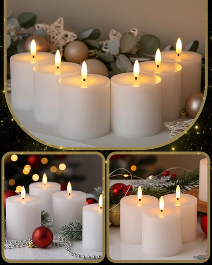 VIHOSE 9 Pack White Flameless Candles Set with Remote and Timer Flickering Flameless Battery Candles Flat Top LED Pillar for Wedding Outdoor Home Festival Decoration(D 3'' H 4'' 5'' 6'')