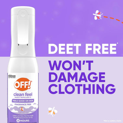 OFF! Clean Feel Insect Repellent Misting Spray, Fragrance-Free Picaridin Bug Spray for Lasting DEET-Free Protection from Mosquitoes and Ticks, 6 oz