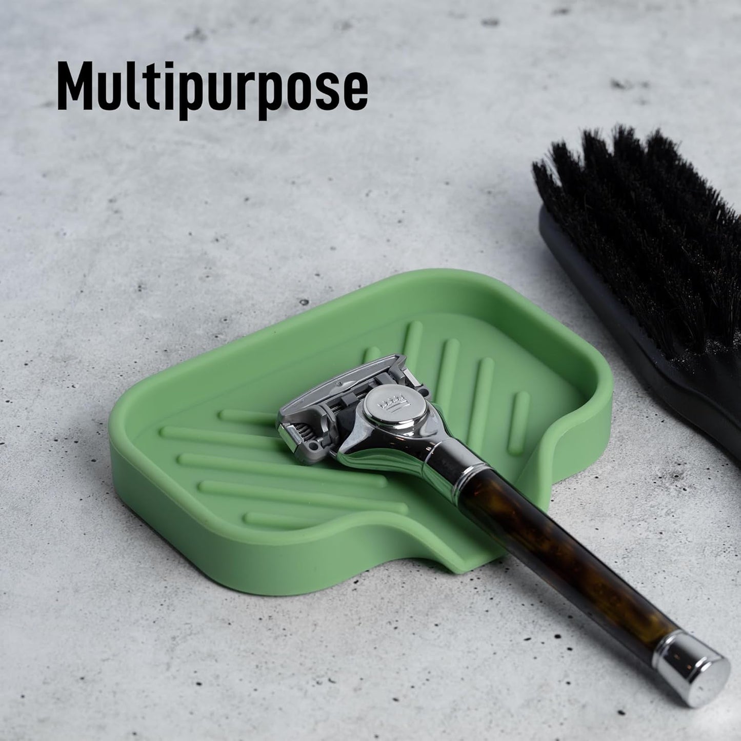 Zulay Kitchen (9x3.5in) Sponge Holder for Kitchen Sink - Flexible Heavy-Duty Multipurpose Sink Caddy - Counter Organizer for Kitchen, Bathroom, Makeup, Trinkets & More! (Grey)