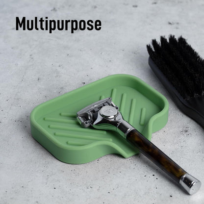 Zulay Kitchen (9x3.5in) Sponge Holder for Kitchen Sink - Flexible Heavy-Duty Multipurpose Sink Caddy - Counter Organizer for Kitchen, Bathroom, Makeup, Trinkets & More! (Grey)