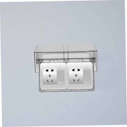 DOITOOL Waterproof Socket Protective Cover Sticky Style Double-Position Thickened Outlet Cover Weatherproof Socket Box for Home Kitchen Bathroom Easy Installation 7.95X4.76X2.95 Inch