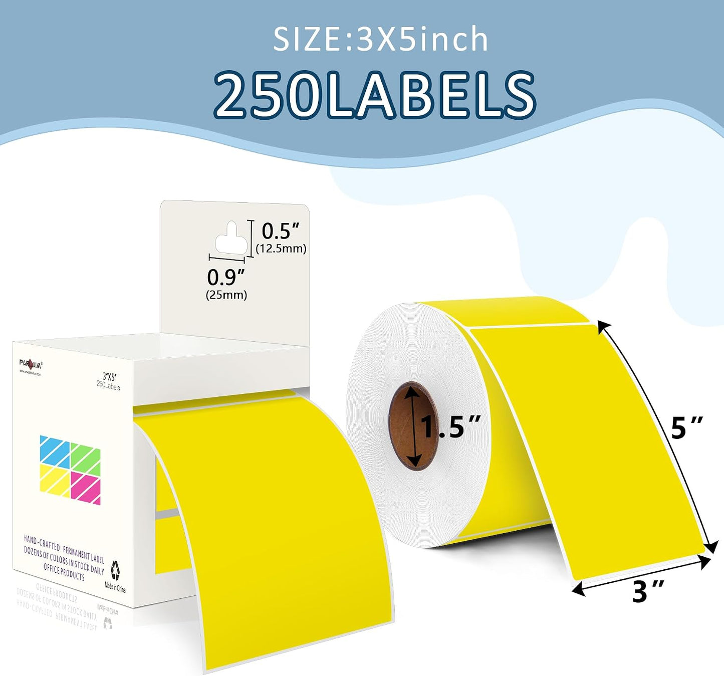 PARLAIM 3 X 5 Inch Rectangle Adhesive Color Coding Stickers,Square Inventory Stickers -250 Per Dispenser Box (Fluorescent Green)