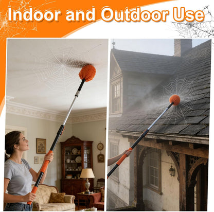 30FT High Reach Duster Kits with Dual Action Flip-Lock & Screw Fixing Design, 5-24FT Extension Pole, Cobweb Duster, Washable Ceiling Fan Cleaner & Window Squeegee for Glass & High Roof