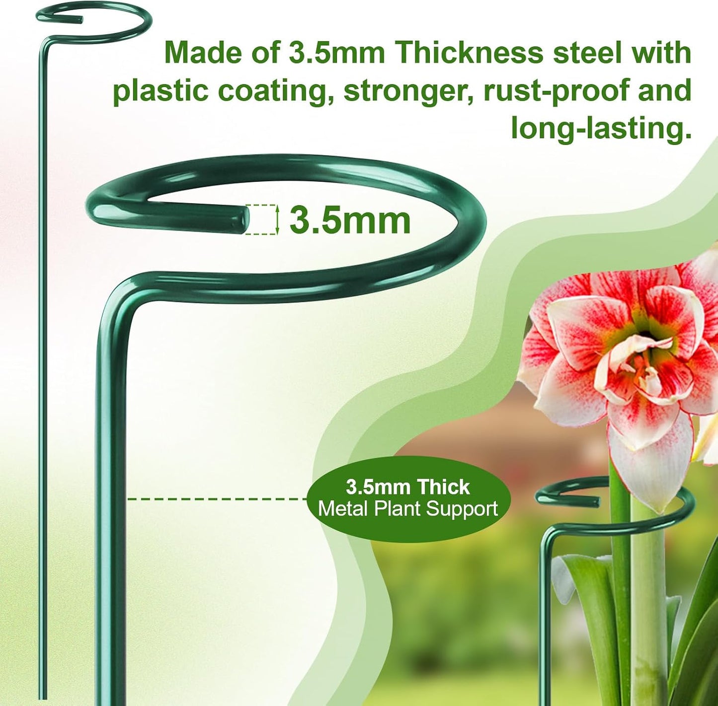 Fabulas 24 Pack Plant Support Stakes, 16 Inch Metal Garden Plant Stakes Single Stem Support Rings for Indoor Outdoor Amaryllis, Flowers Orchid, Lily, Peony, Rose, Tomato, Monstera, Narcissus