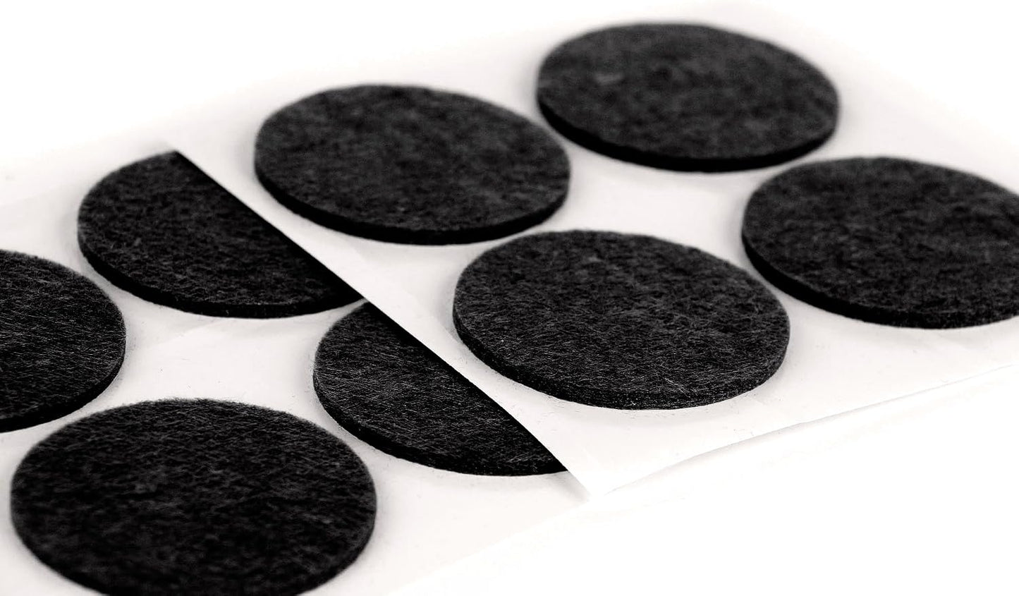 Furndiy Felt Furniture Pads for Hardwood Floors, Self-Adhesive Felt Pad for Chairs & Seat Legs, Easy Slide, Anti Scratch, Noise Stopper, Bumper & Buffer, Floor Protection - Based in USA - 0.8'' Black