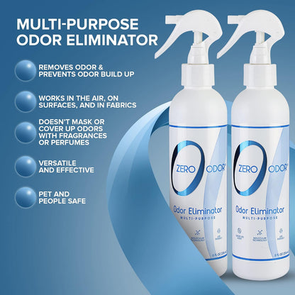 Zero Odor – Multi-Purpose Odor Eliminator - Air & Surface Odor – Patented Technology for Bathroom, Kitchen, Fabric, Closet- Smell Great Again, 16oz