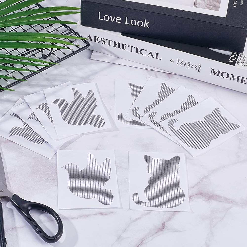 GORGECRAFT 40Pcs 2 Styles Door Window Screen Repair Patches Self-Adhesive Fiberglass Cat Pigeon Mesh Screen Repair Sticker Covering for Repair Holes Tearing Net Windows Screen 3.5 x 2.6 inch