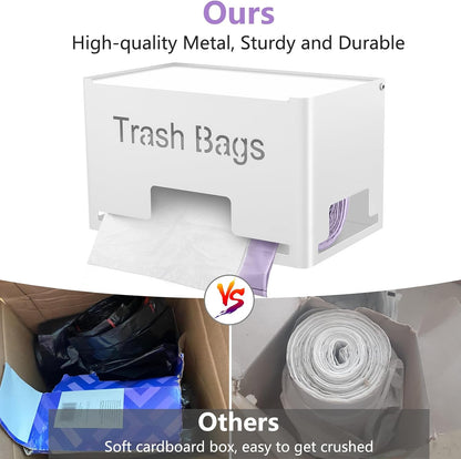 STWWO Large Trash Bag Holder Dispenser, Metal Garbage Bag Dispenser Roll Holder, Kitchen Trash Storage Organizer for Under Sink, Wall Mounted or Freestanding, Black