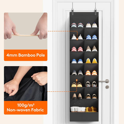 Lifewit 6 Tier Over the Door Shoe Organizer with 11 Large Deep Pockets, Fabric Hanging Shoes Shelf for Closet, Dorm Storage, Fit Up to 12 Pair Shoe Rack Holder for Sneakers, Boots, Gray