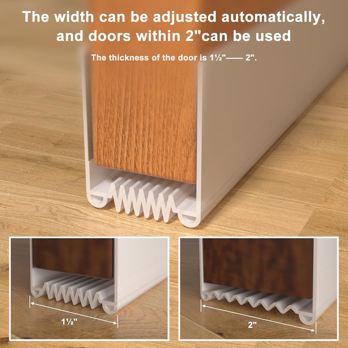 Door Draft Stopper, 36” Length Cuttable Weather Stripping Door Seal, Strong Adhesive Door Sweep for Exterior and Interior Doors (2, Black)