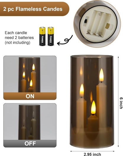 Set of 24 Slim Outdoor LED Candles, Battery Operated Flickering Fake Candles with 10-Key Timers for Patio & Porch Decor, 2.2 Inch Diameter Waterproof Resin Pillars for Large Events & Sconces (White)