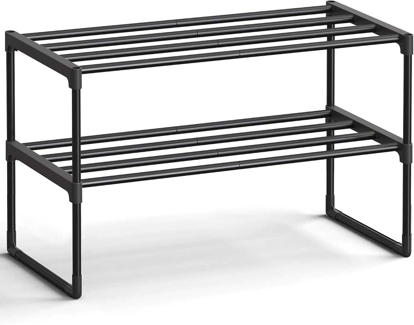 SONGMICS Shoe Rack, 6-Tier Shoe Organizer, Metal Storage Shelf, Upright or Upside Down, for 24-30 Pairs, Stackable, for Entryway, 11.8 x 36.2 x 42.7 Inches, Black ULSA306BH01