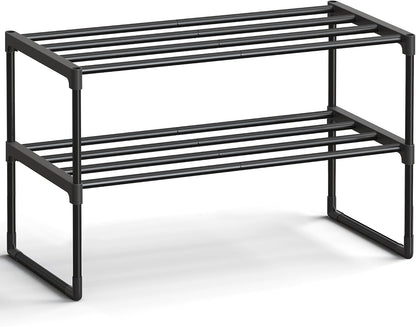 SONGMICS Shoe Rack, 6-Tier Shoe Organizer, Metal Storage Shelf, Upright or Upside Down, for 24-30 Pairs, Stackable, for Entryway, 11.8 x 36.2 x 42.7 Inches, Black ULSA306BH01