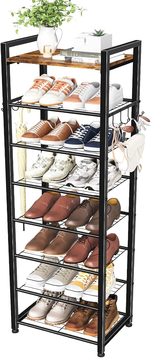 Simple Trending Tall Shoe Rack Storage Holds 40 Pairs, 10 Tier Shoe Organizer Shelf Large Capacity for Entryway Closet, Black