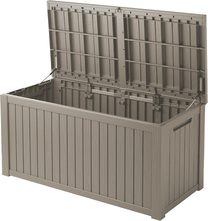 Outdoor Storage Box 325GAL Waterproof Resin Deck Box,Pool Accessories Supplies，UV-Resistant Lockable Package Delivery Bin for Garden Tools,Large Patio Outside Cushions,Chest,Furniture,Black