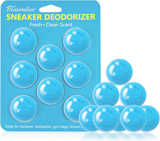 MAXIMILIAN Shoe Deodorizer Balls 8pcs Professional Shoe Fresheners Balls Foot Odor Eliminator Odor-Fighting Freshener for Neutralizing Odor and Refreshing Sneaker Shoes,Wardrobe,Bags,Blue