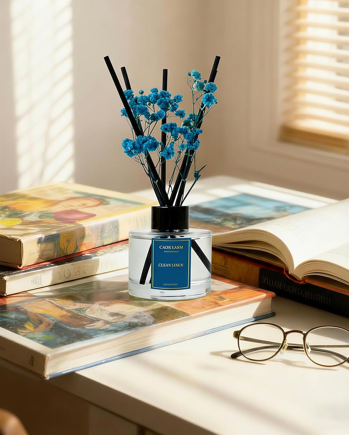 Reed Diffuser Set-Lemon Verbena Scent Fragrance Oil Diffuser with 6 Reed Sticks | Home & Bedroom Bathroom Decor,3.38 fl oz (100ml)