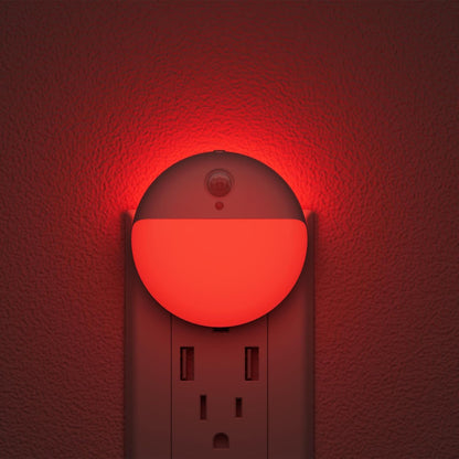 YUNLEX 2 Pack Plug in Night Light with Motion Sensor and Dusk to Dawn Sensor, Stepless Dimming, Warm White LED Nightlight with 3 Lighting Ways for Bathroom, Bedroom, Kitchen, for Kids, Adults