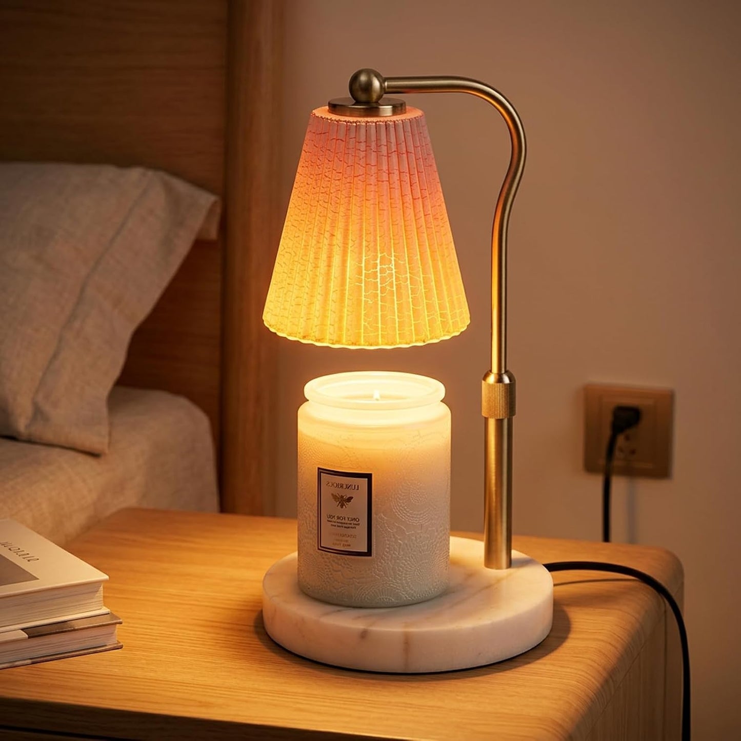 LALISU Candle Warmer Lamp with Timer and Dimmer, Vintage Electric Melter Candle with 2 Bulbs, Melter Scented Height Adjustable Compatible with Jar Candles, House Warming Gifts (Black)