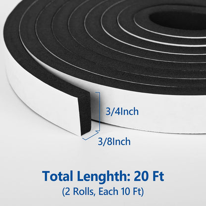 Kikerike Self Adhesive Foam Tape Weatherstrip 1/2In x 1/4In x 42Ft High Density Foam Insulation Strips Seal Weather Stripping with Strong Adhesive for Door and Window Sound Isolation Soundproofing