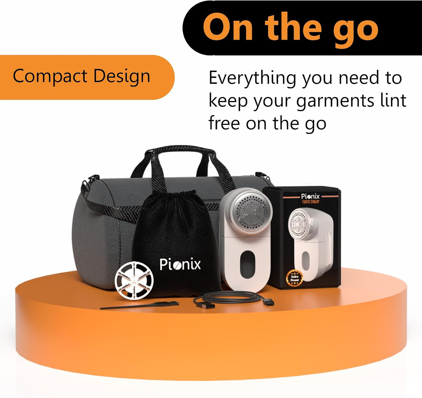 Pionix Fabric Shaver, Sweater Shavers to Remove Pilling, High-Perf Defuzzer, Rechargeable Electric Lint Shaver for Fuzz and Lint Balls from Clothing, Upholstery 2000mah Battery (Matt Grey)