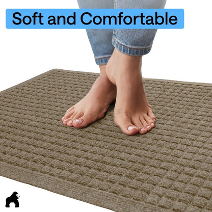 GORILLA GRIP® Ultra Absorbent Front Door Mat Outside Entrance, Traps Dirt and Moisture, HydroABSORB Indoor Outdoor Doormat Holds Up to 1.7 Cups Water, Stain and Fade Resistant Welcome Mat, 29x17 Black