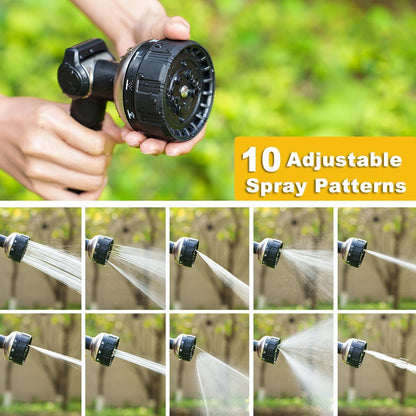 FANHAO Heavy Duty Garden Hose Nozzle, Metal Water Hose Sprayer with 10 Spray Patterns, Thumb Control, On Off Valve, High Pressure Water Nozzle for Plants Watering, Car and Pet Washing, Blue