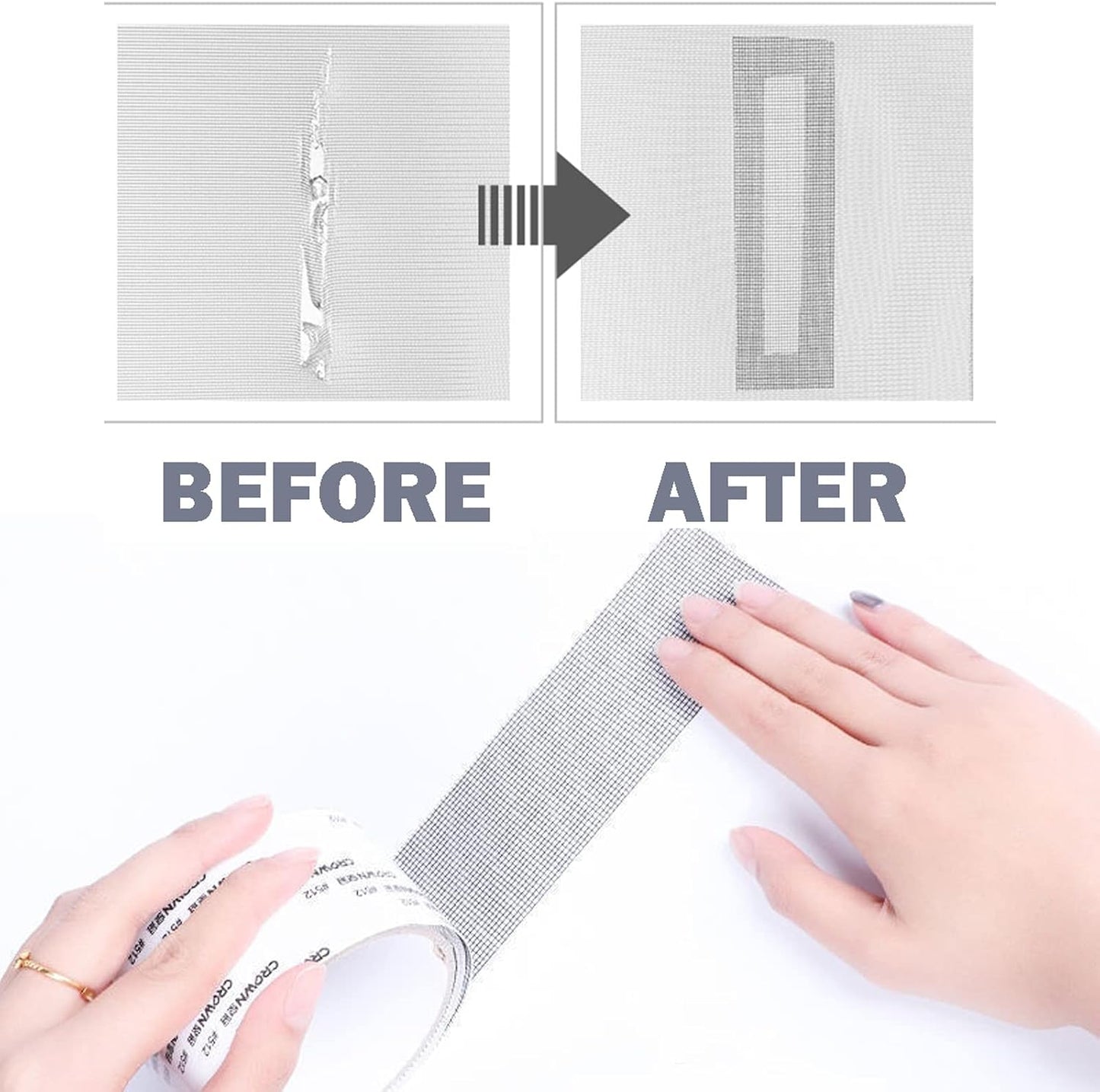 Window Screen Repair Kit, 2inch X 6.5ft Screen Patch Repair Kit, Window Door Mosquito Net Mesh Broken Holes Repair(Black)